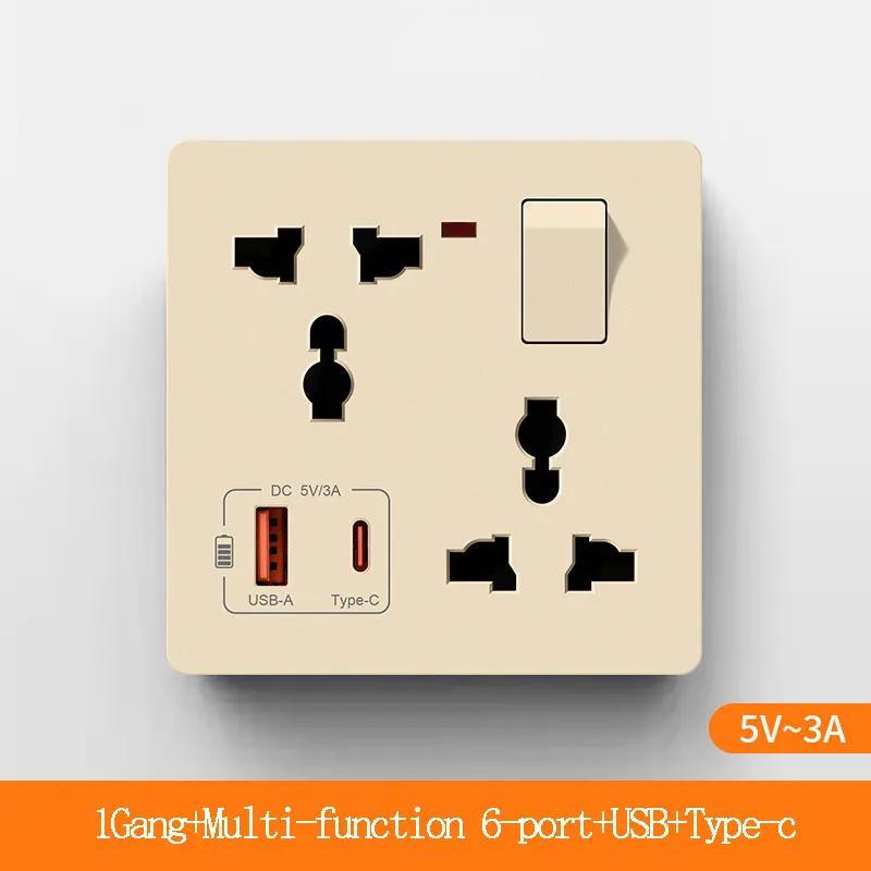 مقبس متعدد الوظائف 1 عصابة 6 بستة فتحات مع شحن USB...
