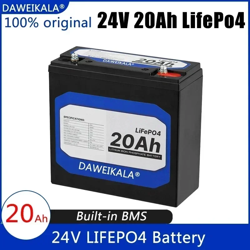 

24V 20Ah Lithium Iron Phosphate Battery LiFePO4 Built-in BMS LiFePO4 Battery for Solar Power System RV House Trolling Motor
