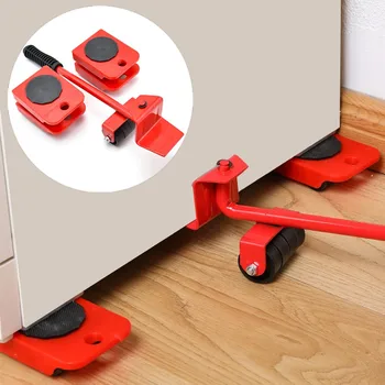 Set di Rulli per Spostamento Mobili, Attrezzo per Sollevamento e Trasporto, Barra con Ruote per Spostare Oggetti Pesanti, Dispositivo Manuale