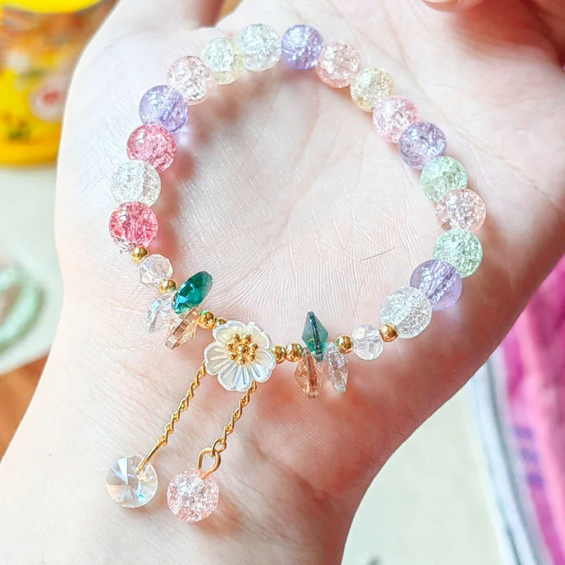 1PC Star Shape Charm Bracelet Pink Beaded Rope Bracelets Women Girl Jewelry  Gift