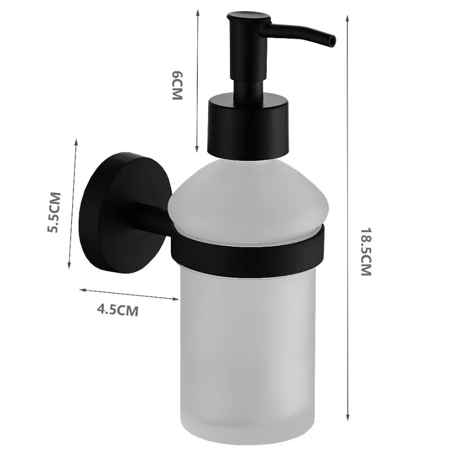 Hand press soap bottle Hotel wall mounted hand sanitizer Black soap box glass dispenser 250ml