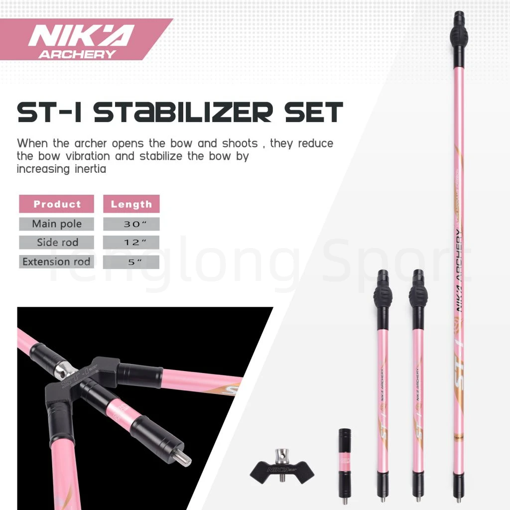 Nika Bogenschießen Recurve Bogen Stabilisator Bar Kohlenstoff Faser Stabilisator Weiß Und Rosa Farbe 1set – Detail 14