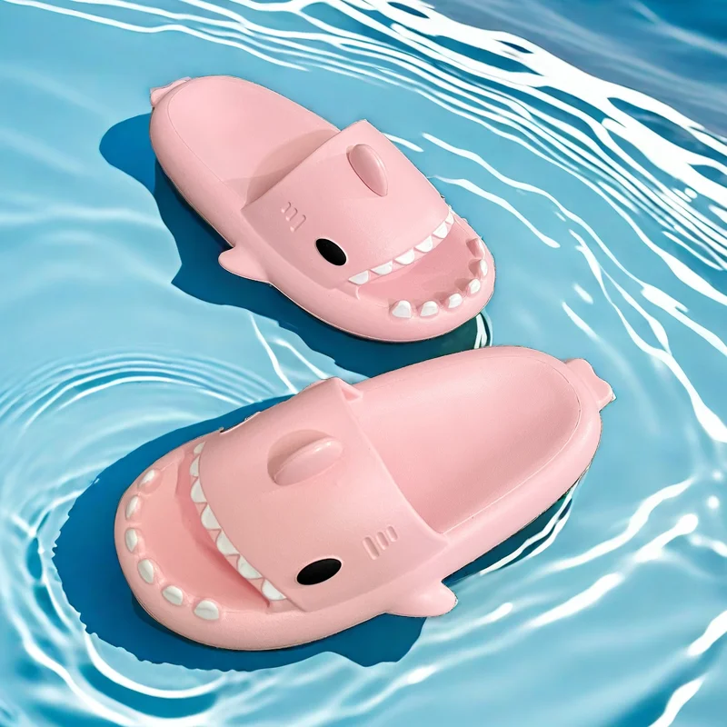 Summer Men Cool Shark Slippers Couples Indoor Bathroom Non-slip Sandals Adult Beach Solid Color EVA Flip Flops Women Soft Slides non slip slippers,eva slippers,beach sandals