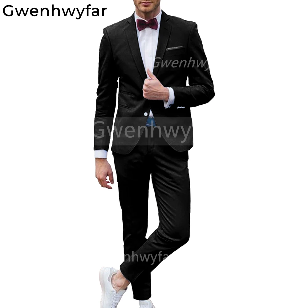 

Повседневные модные роскошные деловые костюмы Gwenhwyfar, мужские смокинги, облегающие мужские костюмы с пиковым отворотом
