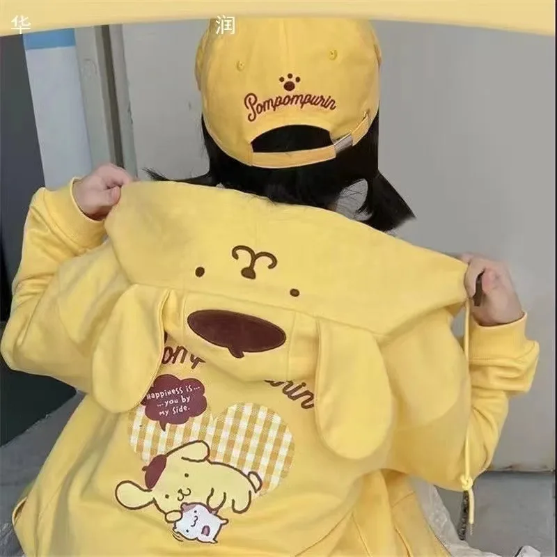 

Kawaii Sanrio Cinnamoroll Cardigan Jacket My Melody Kuromi Cartoon Cute Anime Student Thickening Plush Girls Christmas Gifts
