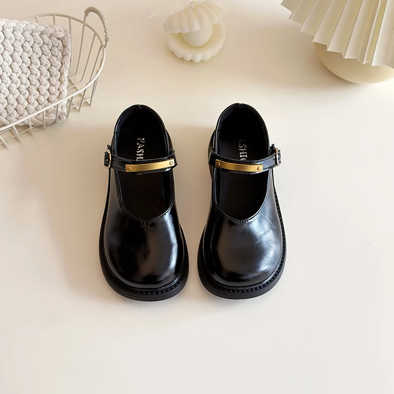 New Spring Autumn Children Shoes Fashion Wine Red Versatile Girls Causal Leather Shoes Round-toe Kids Princess Mary Jane