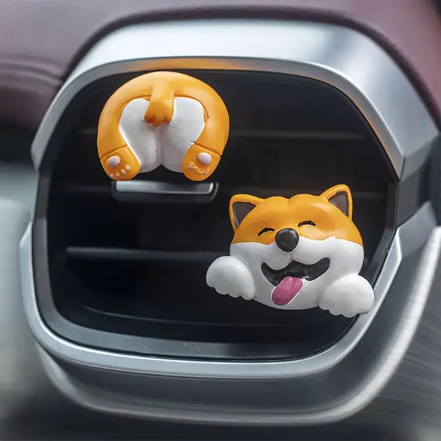 Réinitialisation d'aération de voiture tête et queue d'animal,  désodorisants de voiture, clips d'aération, dessin animé, tigre,  Krasnoover, décor de chien, rond - AliExpress