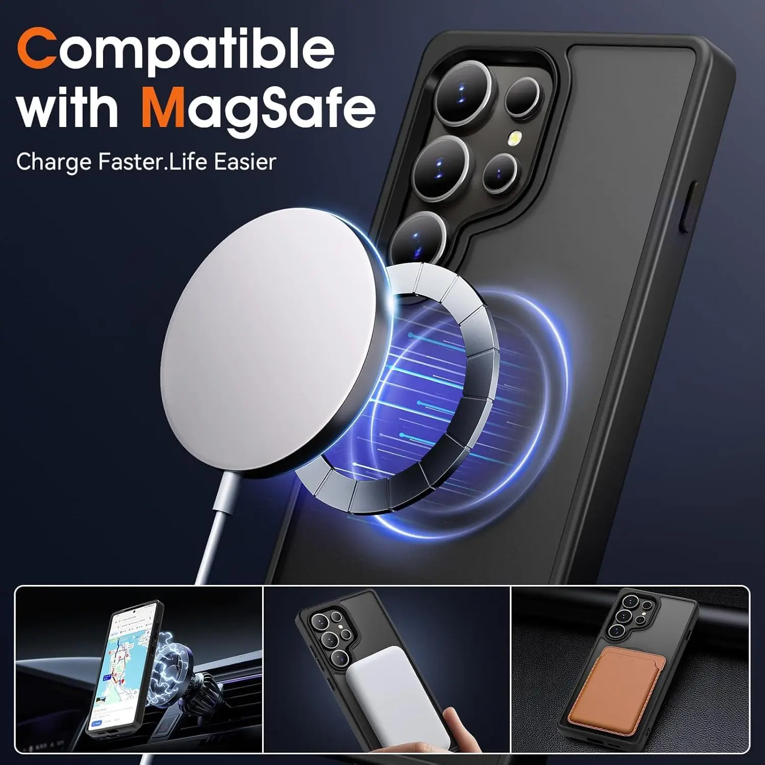 Matte Translucent Frosted Magnetic Phone Case with Hard Cover