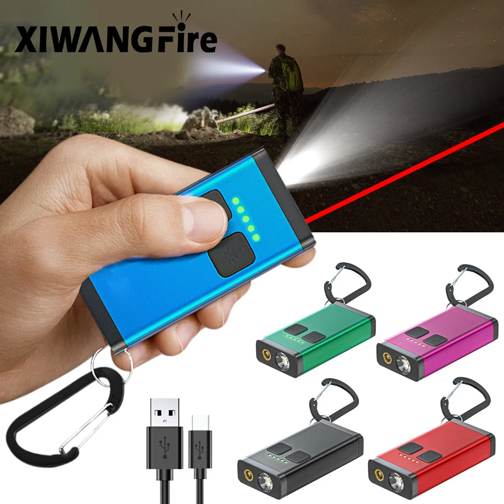 

Mini LED Flashlight Rechargeable Indoor Torch Portable Keychain Illumination Red Light Indicator Cat Teaser Lights Waterproof