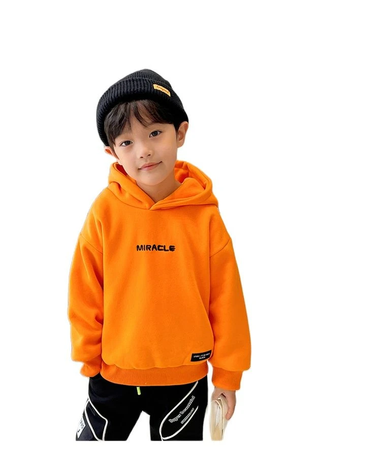 Autumn Winter 3 9Years Boys Pullover Hoody Thickened Jacket Words Print