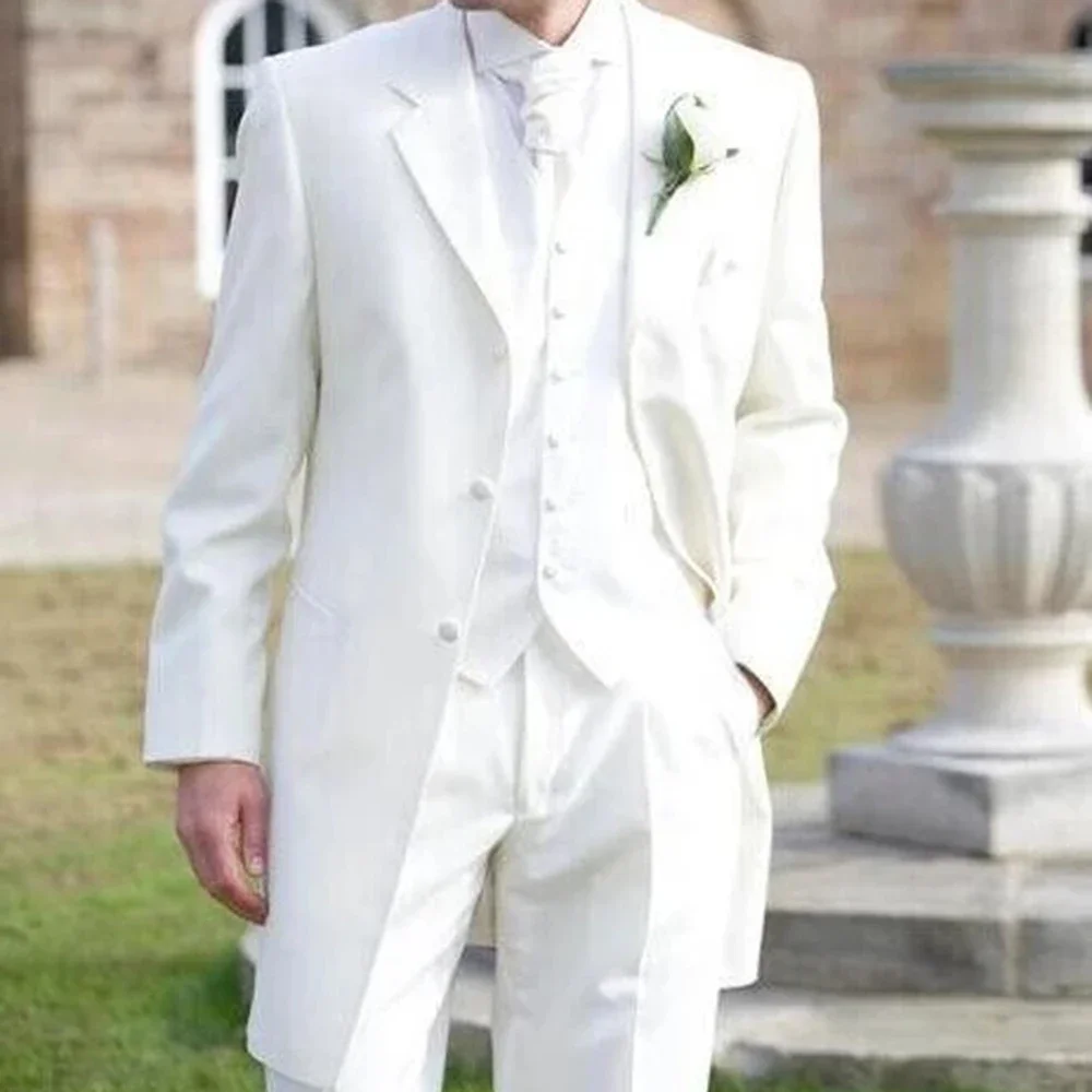 Ivory Formal Wedding Elegant Men Suit Groom Tuxedo Prom Slim Fit Blazers Hombre High Quality Custom 3 Piece Set Costume Homme