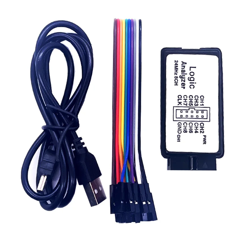 Logic Analyzer 24MHz Logic Analyzer Device USB Device Set Mini Digital Pocket Size 8 Channel Input Memory 24MHz