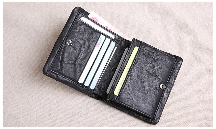 Organisatoren Designer handgemachte echtes Leder Nähte Männer kurze Brieftasche Mode Vintage Luxus Rindsleder ID Karteninhaber Geldbörse – Detail 10