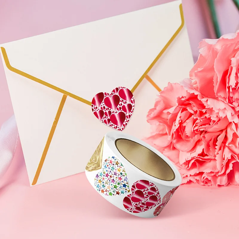 50-500 قطعة 1 بوصة ملصقات القلب الأحمر لعيد الحب ا...