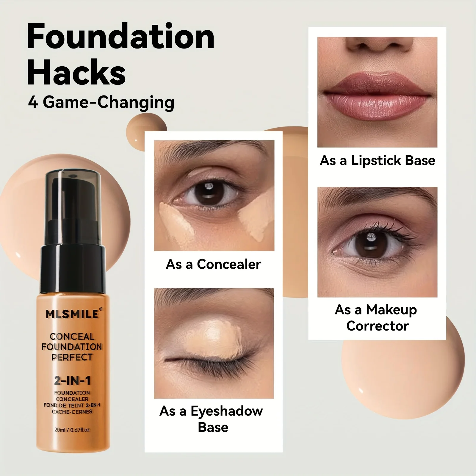 Liquid Foundation 2-In-1 Oil Control Liquid Foundation And Conceal Full Coverage Long Lasting Waterproof Hydrating And Brightening Concealer