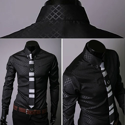 luxury men's shirt Business Style Slim Soft Comfort Slim-Fit Styles Long Sleeve Casual Dress Shirt Gift For Men