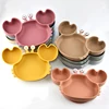 Baby Safe Silicone Dining Plate Suction Cartoon Children Dishes Feeding Toddler Training Tableware Kids Cartoon Crab 3-Grid Tray 6