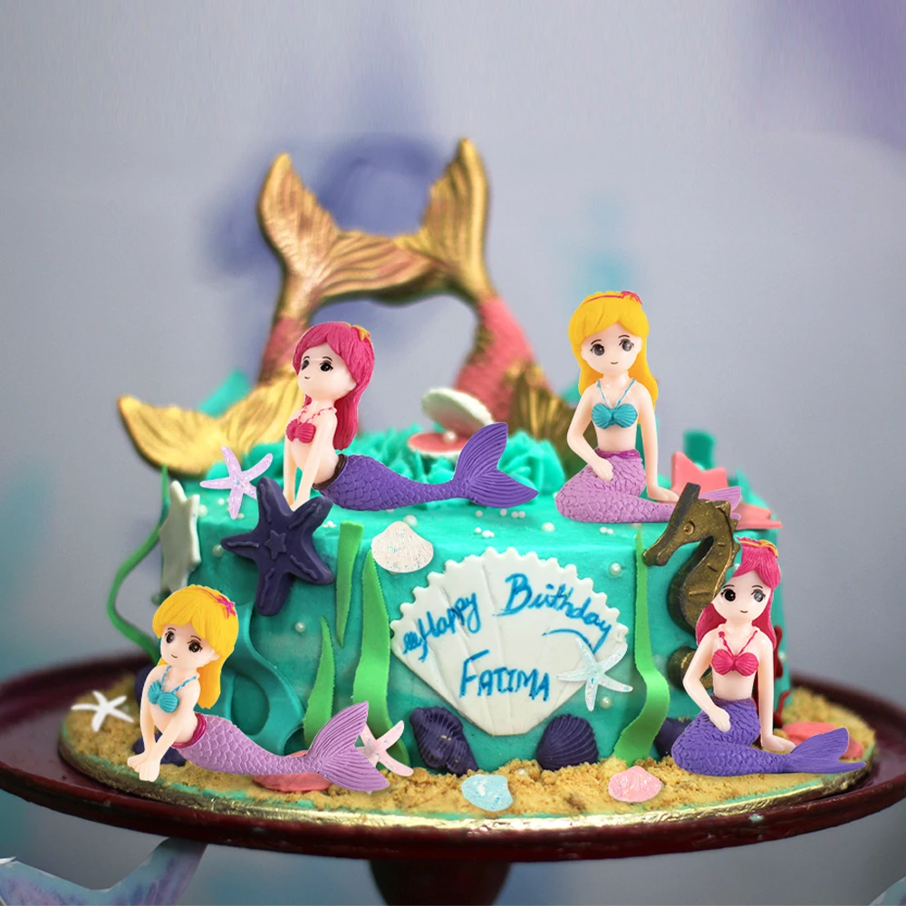 Decorazione per torte a forma di sirena, 48 pezzi, decorazione