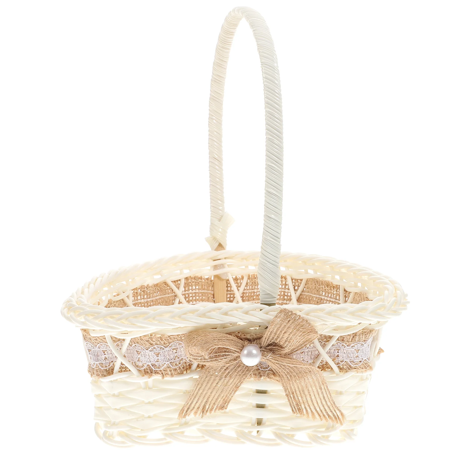 

Wedding Handheld Flower Basket Handheld Storage Container Burlap Heart Wedding Baskets Gifts Plastic Girls Bride