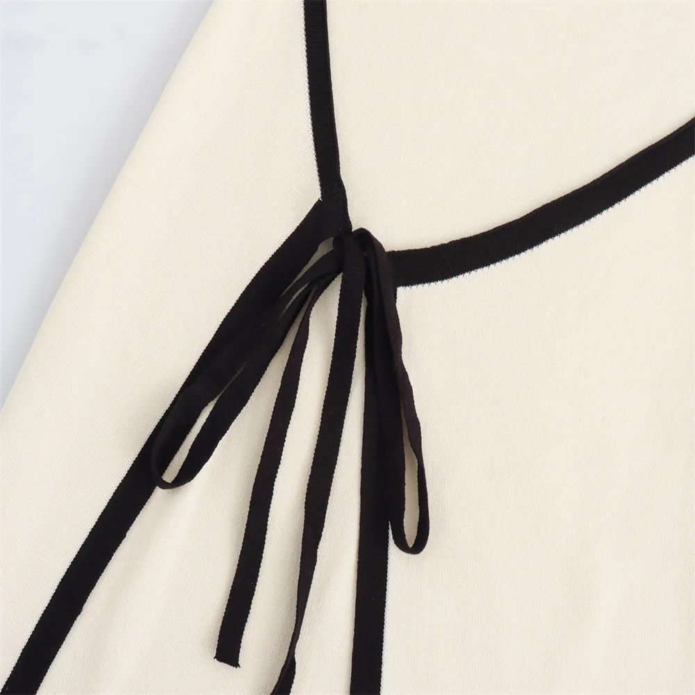 Fashion Slim Knitted Tube Top Dress Woman Contrast Color Splice Sleeveless Mini Dress Sexy Elegant Beach Holiday Dresses