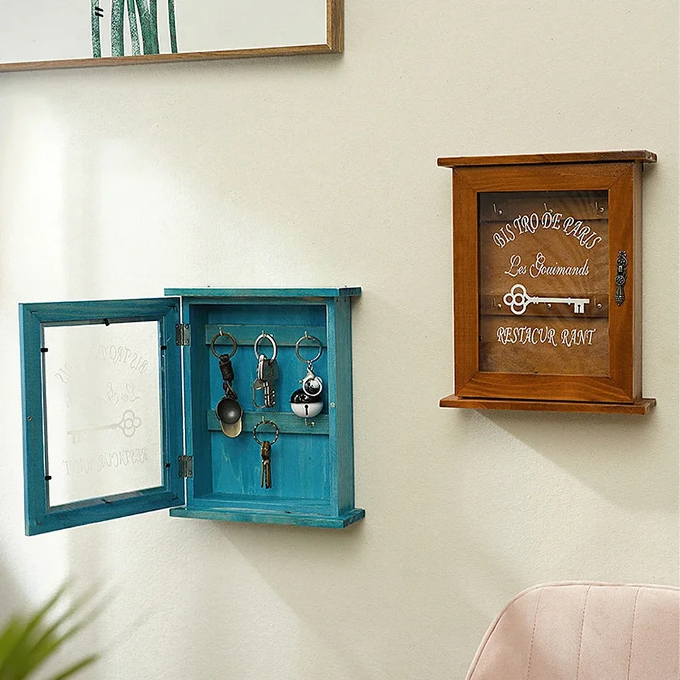 Caja De Llaves De Madera, Soporte De Pared, Soporte Decorativo De Madera Para Llaves Con 6 Ganchos, Organizador Rústico Para Tarjetas De Acceso Para El Hogar, Entrada, Pasillo (beige A