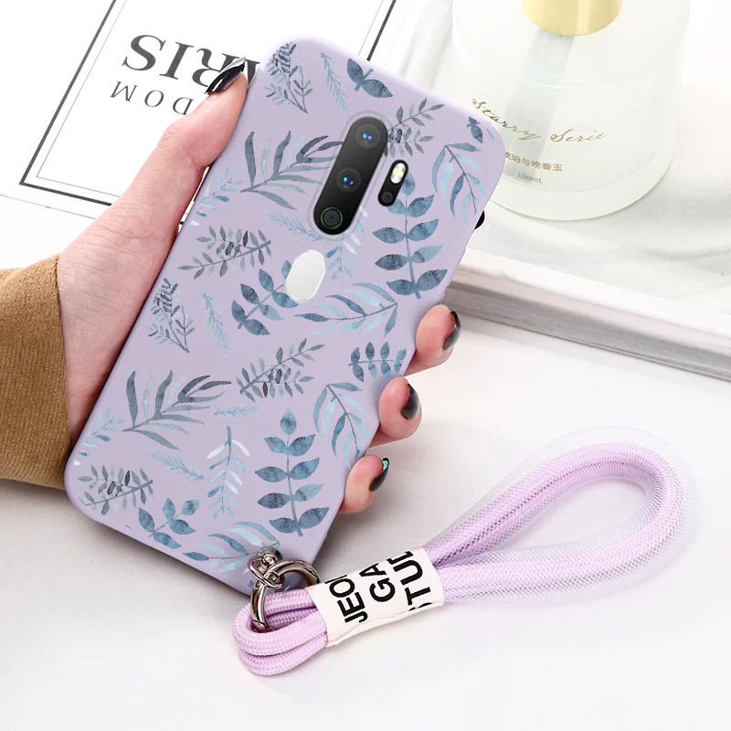 water pouch for phone Case On For OPPO A5 A9 2020 Cover Dinosaur Fundas For OPPOA5 OPPOA9 OPPO A 5 9 Flower Short Lanyard Leopard Bumper Silicone Etui mous wallet Cases & Covers