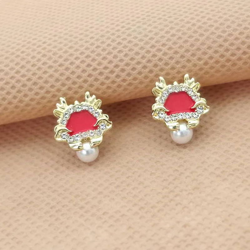 

Yellow Dragon Earrings, Red Mascot Earrings, Female New Year's Zodiac Earrings, Light Luxury and High end New Year Earrings