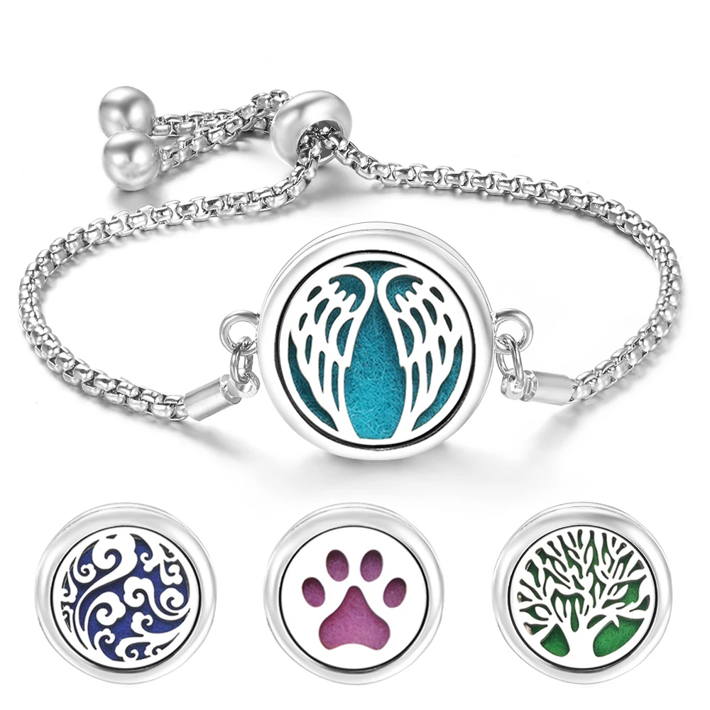 Angel Wings Aromatherapy Diffuser Bracelet - Stainless Steel Adjustable Fashion Jewelry Gift