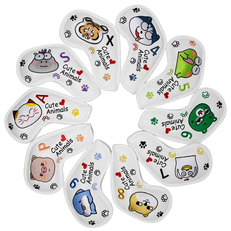 

Cute Animal Design Golf Iron Head Covers Iron Headovers with White Color and Long Neck 4-9 ASPX 10pcs