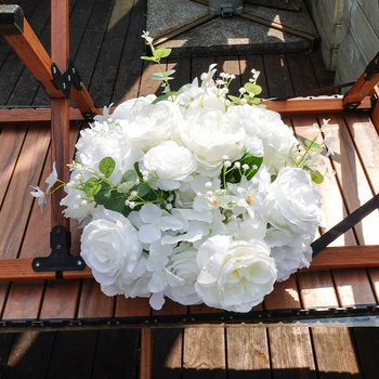 30/40cm White Baby Breath Rose green leaf Artificial Flower Ball Wedding Table Centerpiece Deco Floral Event Party Prop 3
