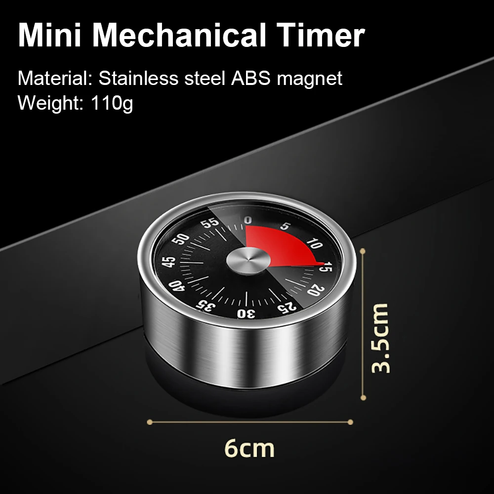 Description Picture 5 of itemStainless Steel Timer Portable Magnetic Attachable Timer Mechanical Countdown Alarm Clock Oven Baking Timer Kitchen Tool
