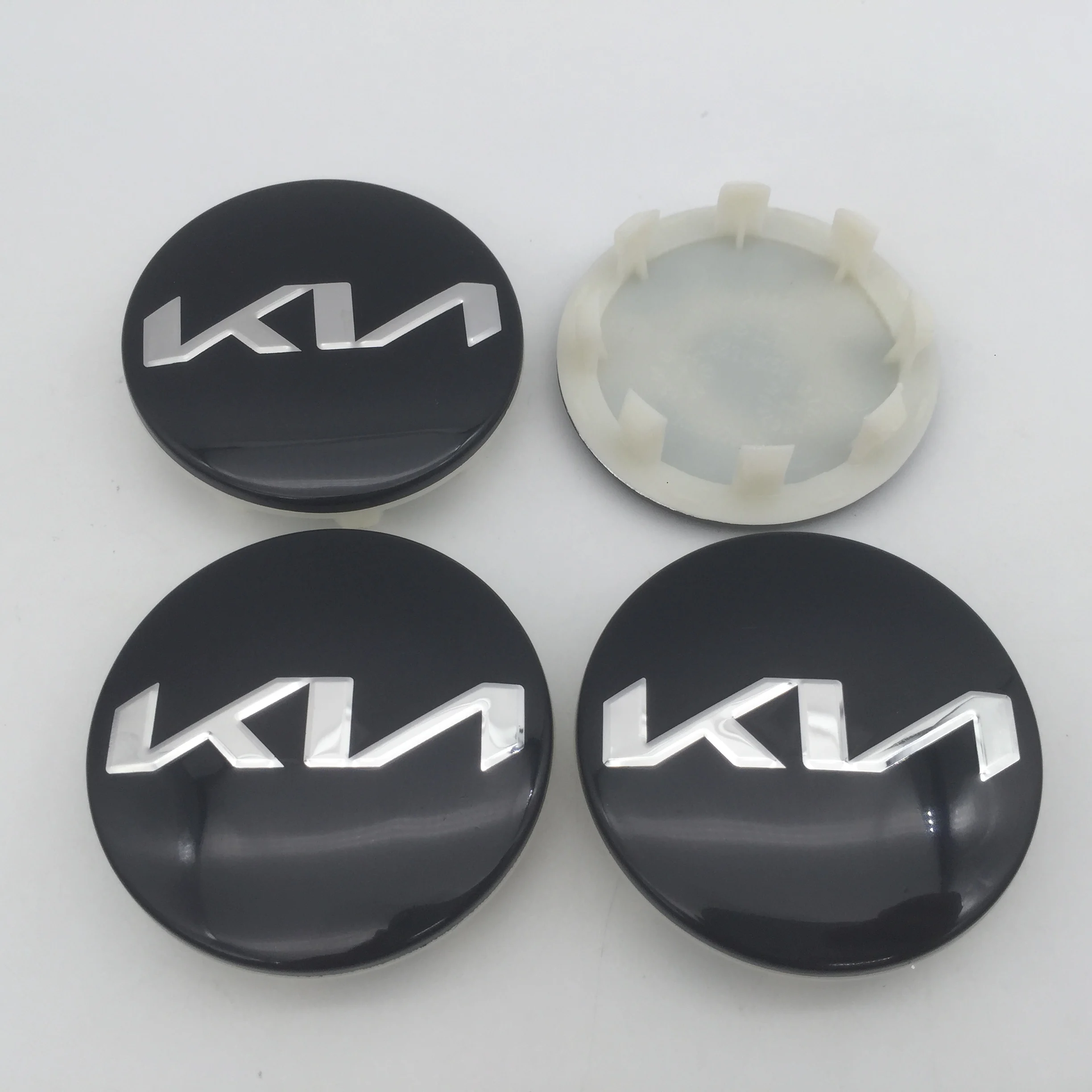 WANGXI Set 4 Tappi Coprimozzo Auto 58,5 Mm - ABS Cromato Argento Con Emblema Piatto - 3