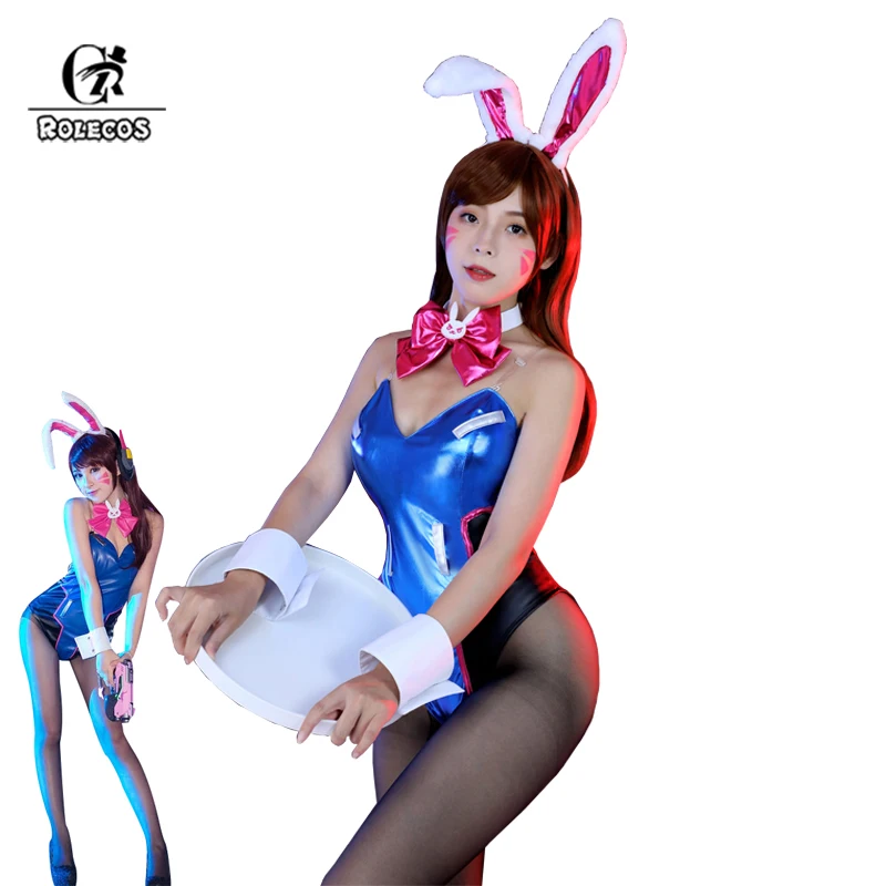 

ROLECOS DVA Cosplay Women Sexy Costume Song hana Bunny Girl Cotume Game OW Jumpsuit Women Romper Over Game Watch