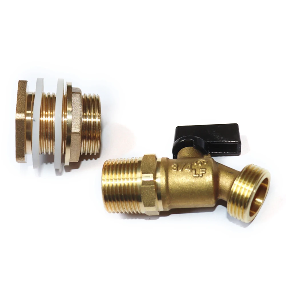 

3/4inch Barrel Rain Spigot With Base Rain Barrel LF Brass Ball Vavle Spigot Kit Bulkead Fitting Valve Connector Adapter