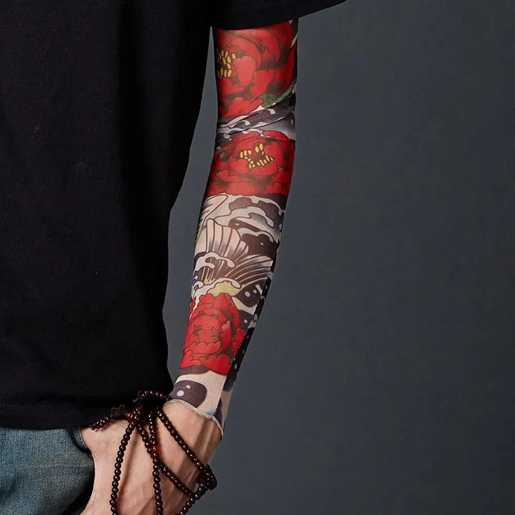 Tattoo Arm Sleeve Man Fake Temporary Tattoo Arm Sleeves Uv Printed Punk Unisex Cool Elastic Warmers-proof K3b0