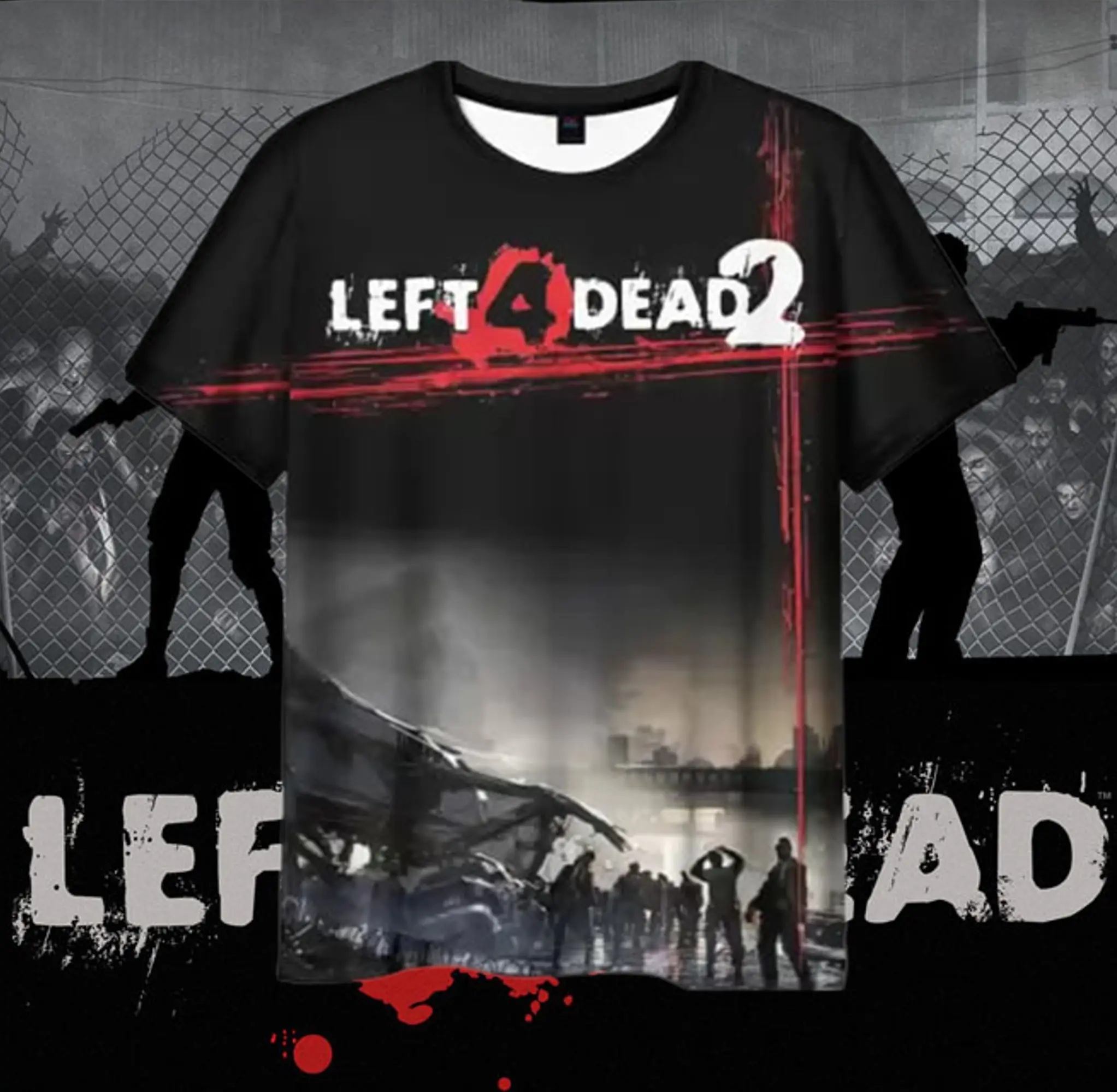 Horror Game Left 4 Dead 2 Tshirt 3D Printed Casual Men/Women's Hip Hop Short-sleeve Kids T-Shirt Harajuku Styles Unisex Clothes