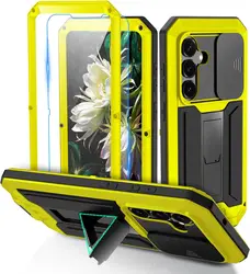 Durable Anti - Scratch Shockproof Case with Sliding Camera Lens Cover & Metal Frame - Galaxy S23 Ultra (YELLOW)