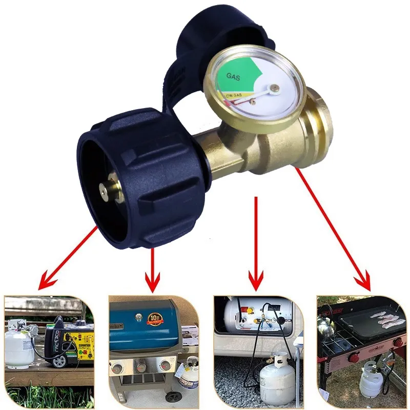 Brass Propane Adapter with Pressure Gauge Level Indicator