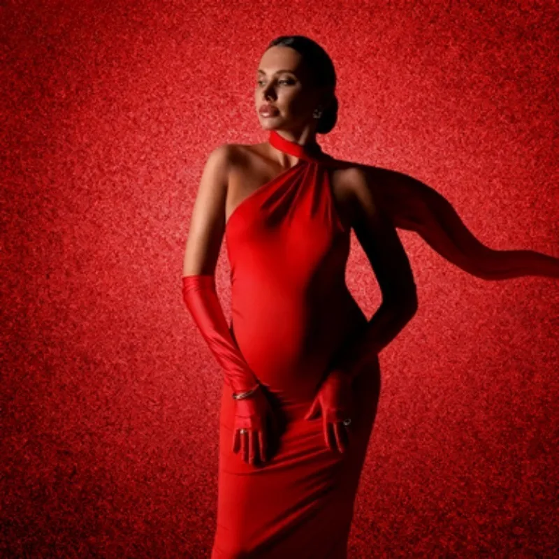 One Shoulder Backless Maternity Dress, Ruched Bodycon Maxi Gown for Pregnancy Photoshoot, Sexy Baby Shower and Evening Outfit
