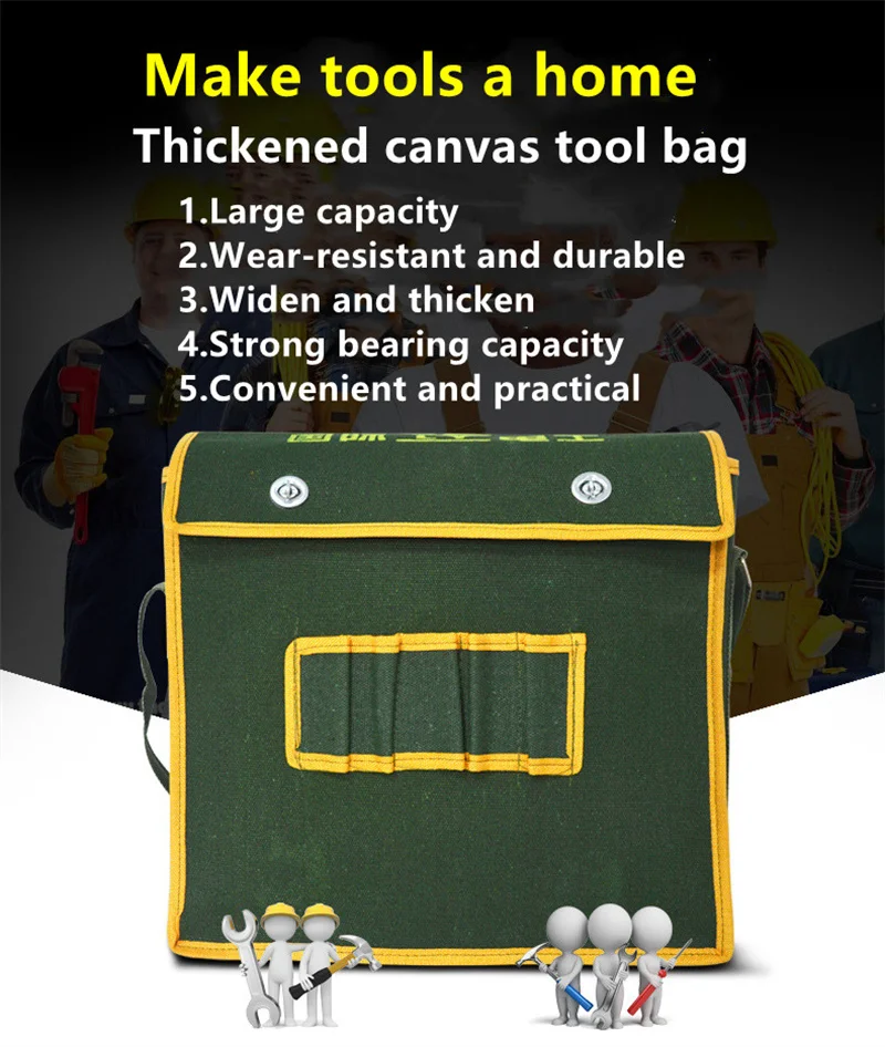 

Thickened Canvas Tool Bag Multi Pockets Double Layer Thickened Larger Capacity Electrician's Tool Bag Thickened Backpack