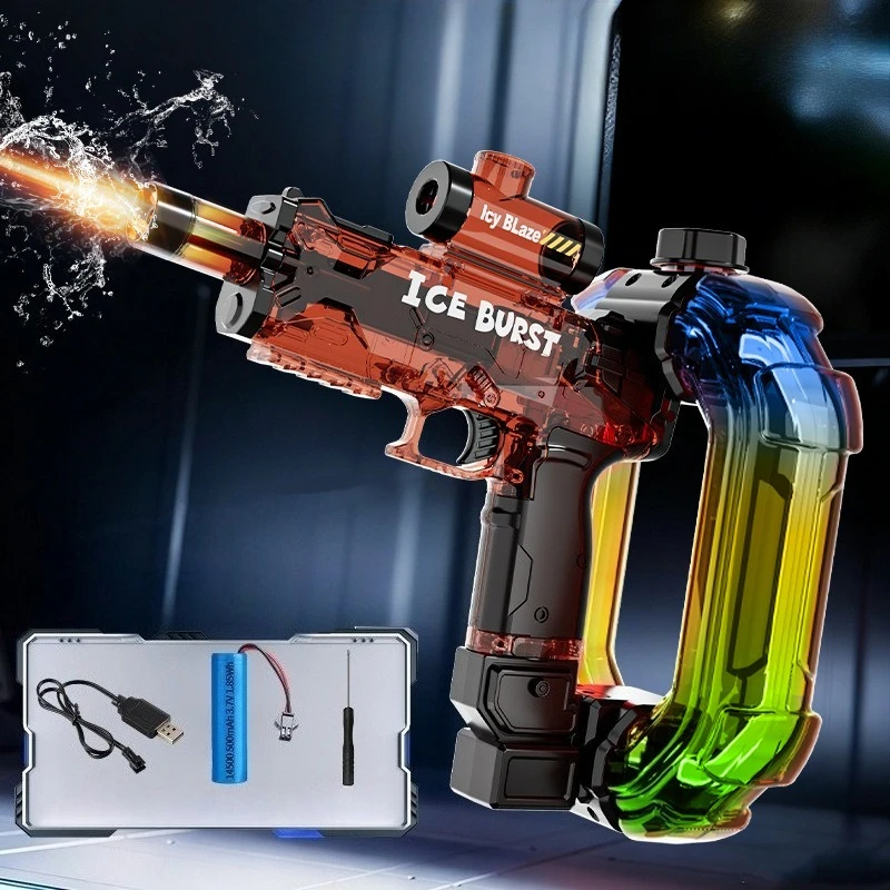 주변에 색깔 있는 조명이 있는 자동 물총 전기 물총 연속 스프레이 블래스터 어린이 소년을 위한 야외 수영장 장난감