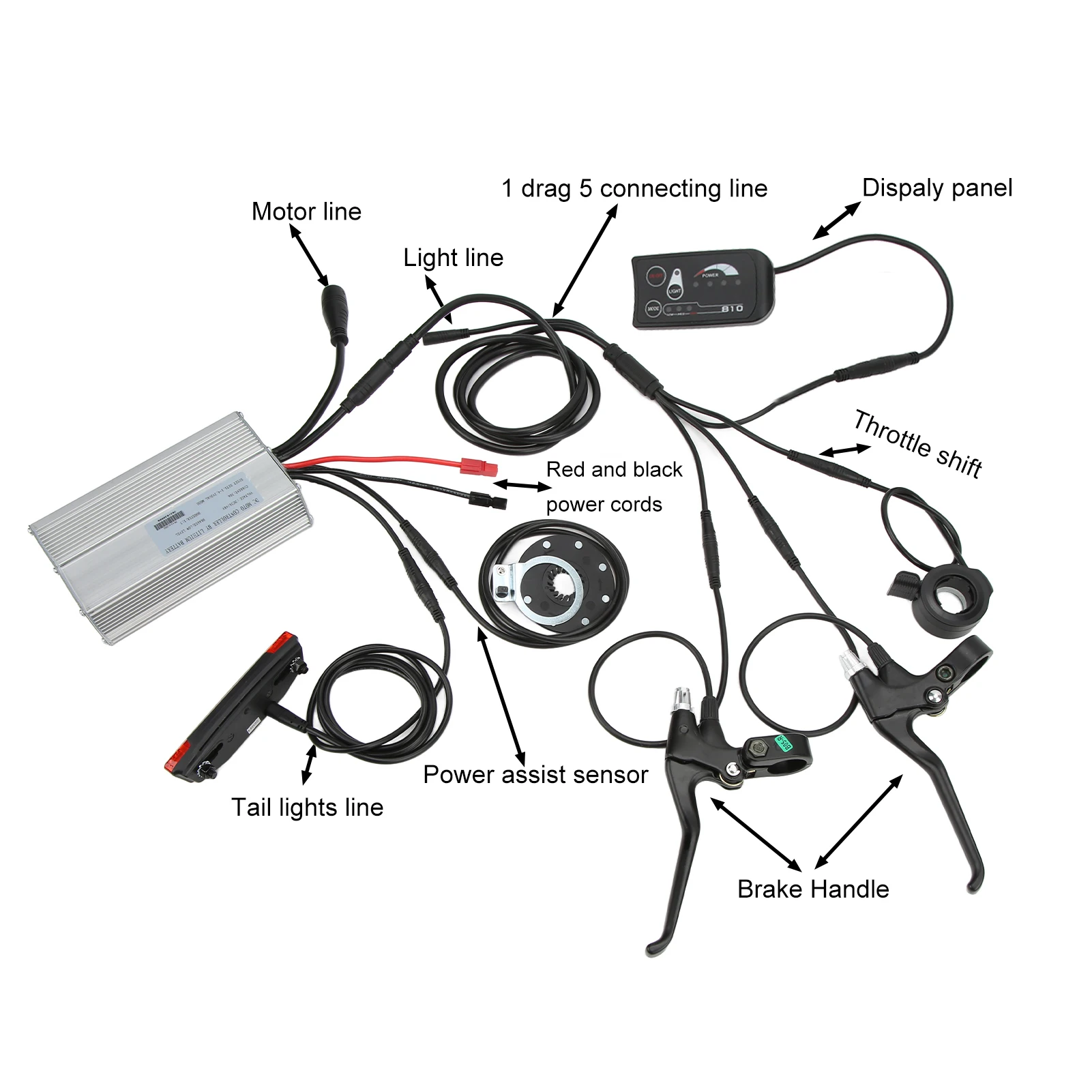 Electric Bicycle 36V/48V 30A Waterproof Controller with S810 Display Kit for 36V/48V 1000W Motor