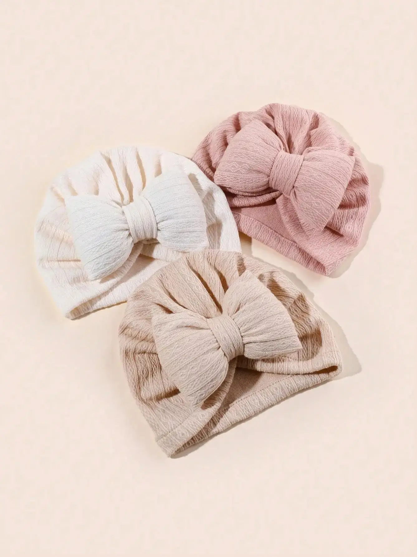 Charming Bowknot Knitted Baby Turban Set - Soft and Cozy Infant Head Wraps
