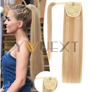 Straight Human Hair Ponytail Extensions Straight "14-22" Virgin Natural Brazilian Remy Wrap Clip In Hair Extensions 40-60G