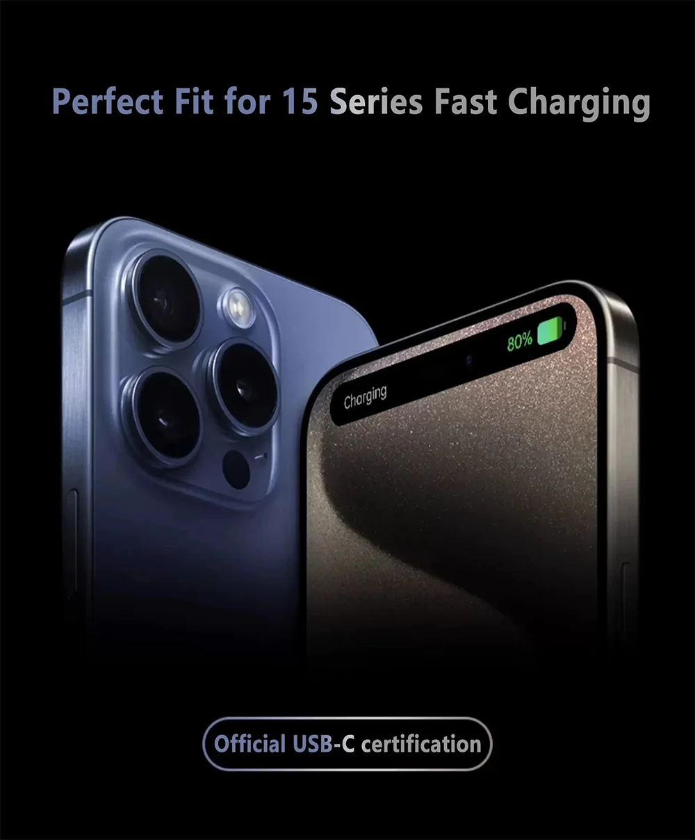 E3 original 60w tipo-c cabo carregador rápido para apple iphone 16 pro max 15 usb c carregamento rápido para xiaomi samsung tecelagem cabo