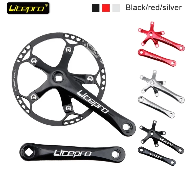 

Litepro складной велосипед Кривошип BMX квадратное отверстие широкий и узкий зуб 48/50/52/54/56/58T одиночный диск квадратное отверстие Кривошип звездочка