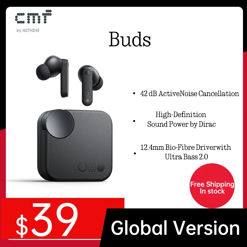 

Global Verison CMF by Nothing Buds with 42 dB ANC Active Noise Cancellation with Transparency Mode IP54 Bluetooth 5.3