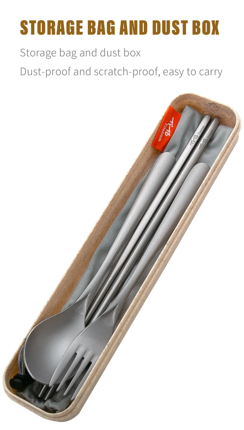 Titanium Camping Cutlery Set Portable Fork Spoon And Chopsticks_voghion.com
