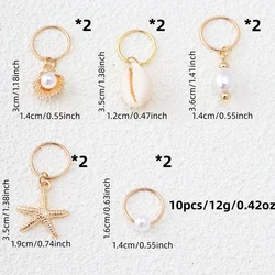 Bohemian Beach - Inspired Hair Accessory Set - 10 Piece Collection with Sea Star, Shell, and Pearl Elements - Size fits all (Gold)