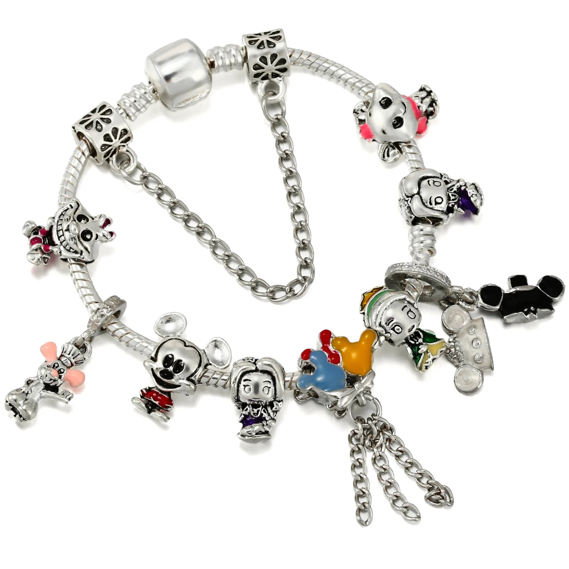 thumbnail image 1 of Pulsera con dijes de oso de Winnie the Pooh para mujer, brazalete con colgante de Piglet Eeyore para niña, cuentas de Anime de Disney para fabricación de joyas, 1 of 5
